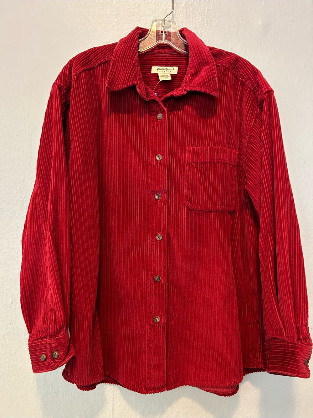 Eddie Bauer Deep Red Corduroy Button-Front Shirt